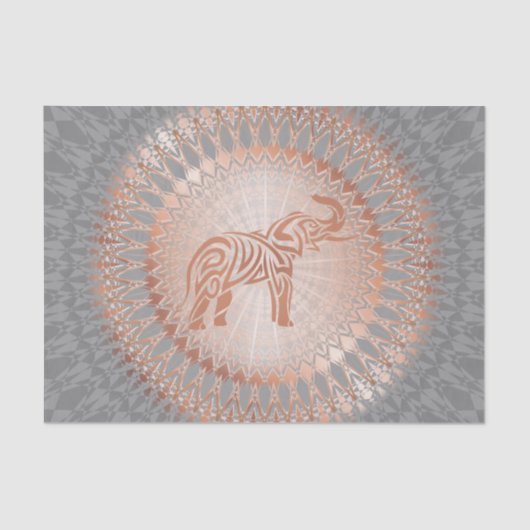 Papier Mousseline Eléphant rose Gold Grey Mandala (Recto)