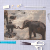 Papier Mousseline Éléphants à l'aquarelle (Artisanat)