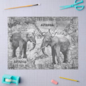 Papier Mousseline Éléphants africains (Artisanat)