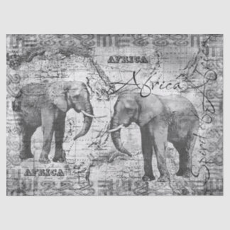 Papier Mousseline Éléphants africains