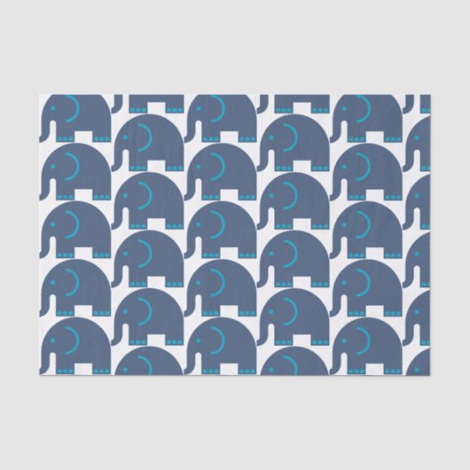 Papier Mousseline Eléphants bleus (Recto)