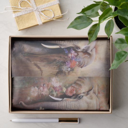 Papier Mousseline Eléphants Boho (Cadeau)