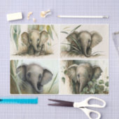 Papier Mousseline Eléphants de bébé (Artisanat)