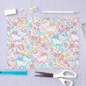 Papier Mousseline Eléphants Et Fleurs Adorables (Artisanat)
