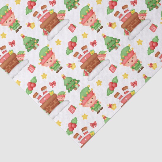 Papier Mousseline Elfe de Noël vert mignon (Détail)