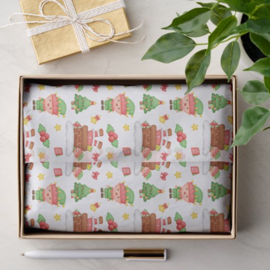 Papier Mousseline Elfe de Noël vert mignon (Cadeau)