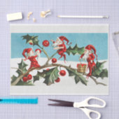 Papier Mousseline Elfes de Noël Peinture Ivy et Berries rouges (Artisanat)
