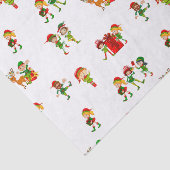 Papier Mousseline Elfes de Noël vert mignons avec des présents (Détail)