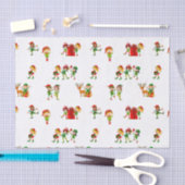 Papier Mousseline Elfes de Noël vert mignons avec des présents (Artisanat)