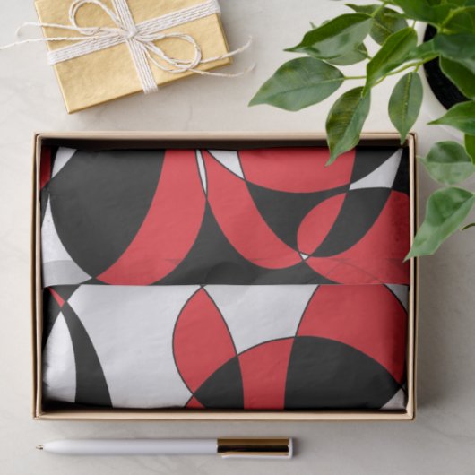 Papier Mousseline Elliptiques noires, blanches et rouges (Cadeau)