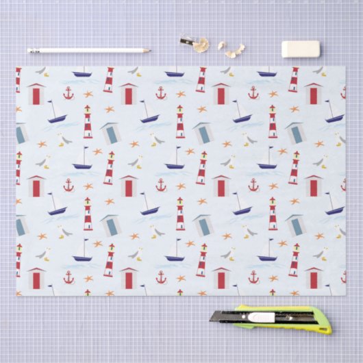 Papier Mousseline emballage cadeau marin (Artisanat)