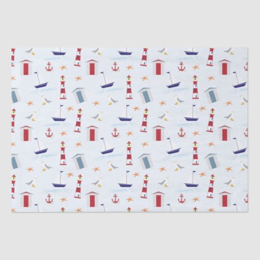 Papier Mousseline emballage cadeau marin (Recto)