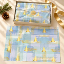 Emballage de cadeau de Noël pin doré et carreaux p