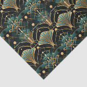 Papier Mousseline Emerald and Gold Art Deco-inspired Fan (Détail)