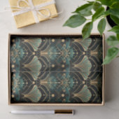 Papier Mousseline Emerald and Gold Art Deco-inspired Fan (Cadeau)
