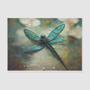 Papier Mousseline Emerald Dragonfy Decoupage