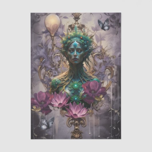 Papier Mousseline Emerald Dreams Fantasy Forest Queen Decoupage (Recto)