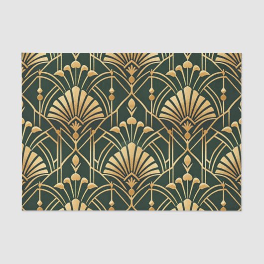 Papier Mousseline Emerald Gold Art Deco Pattern (Recto)