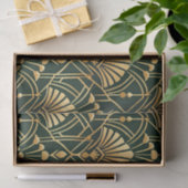 Papier Mousseline Emerald Gold Art Deco Pattern (Cadeau)