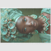 Papier Mousseline Emerald Green African Portrait Decoupage (Recto)