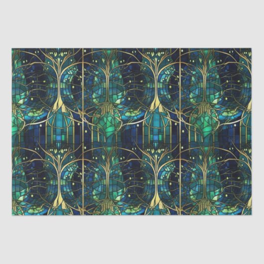 Papier Mousseline Emerald Green Celestin Motif en verre tendu (Recto)