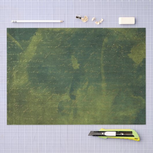 Papier Mousseline Emerald Green et Gold Script (Artisanat)