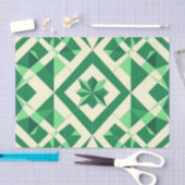 Papier Mousseline Emerald Green Geometric Star Pattern (Artisanat)