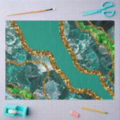 Papier Mousseline Emerald Green & Gold Agate Parties scintillant (Artisanat)