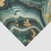 Papier Mousseline Emerald Green & Gold Marble Look Mariage Glam (Détail)