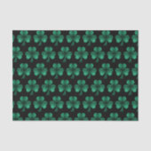 Papier Mousseline Emerald Green Sparkles Shamrock motif noir (Recto)