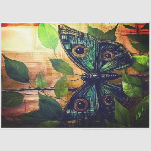 Papier Mousseline Emerald Wings Tissue par Elsie Lane (Recto)