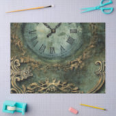 Papier Mousseline Émeraude Green Rustic Steampunk Horloge (1) (Artisanat)