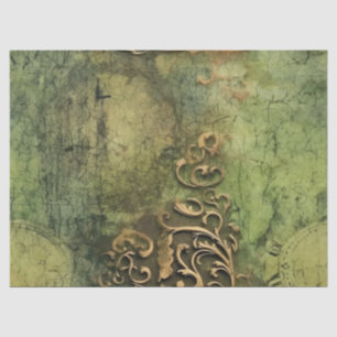 Papier Mousseline Émeraude Green Rustic Steampunk Horloge (11)