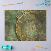 Papier Mousseline Émeraude Green Rustic Steampunk Horloge (12) (Artisanat)
