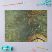 Papier Mousseline Émeraude Green Rustic Steampunk Horloge (6) (Artisanat)