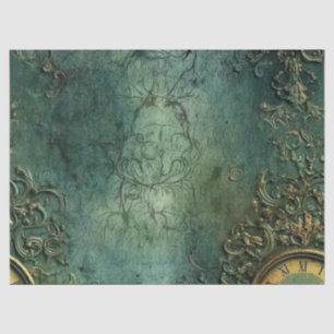 Papier Mousseline Émeraude Green Rustic Steampunk Horloge (8)