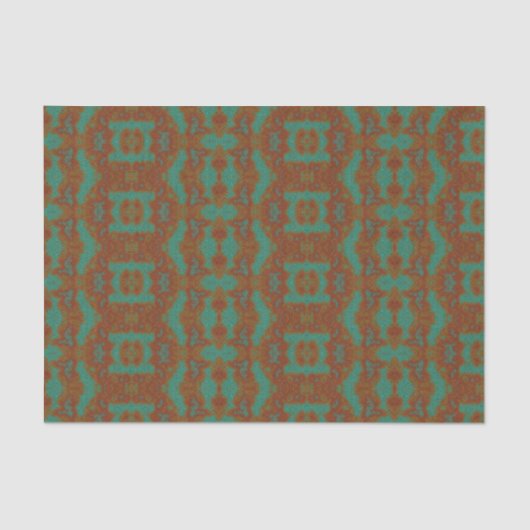Papier Mousseline Émeraude Vert Brûlé Orange Motif Papier Tissu (Recto)