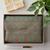 Papier Mousseline Émeraude Vert Brûlé Orange Motif Papier Tissu (Cadeau)
