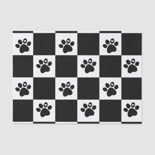 Papier Mousseline Empreinte À damiers noire et blanche (Recto)