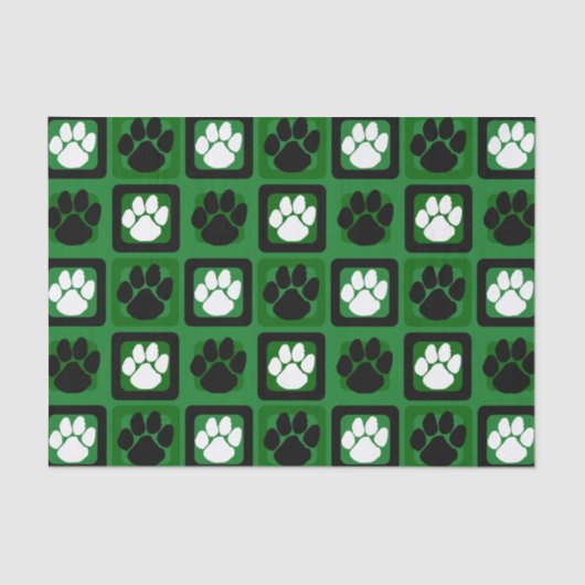 Papier Mousseline Empreinte à répétition verte, blanche et noire (Recto)