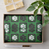 Papier Mousseline Empreinte à répétition verte, blanche et noire (Cadeau)