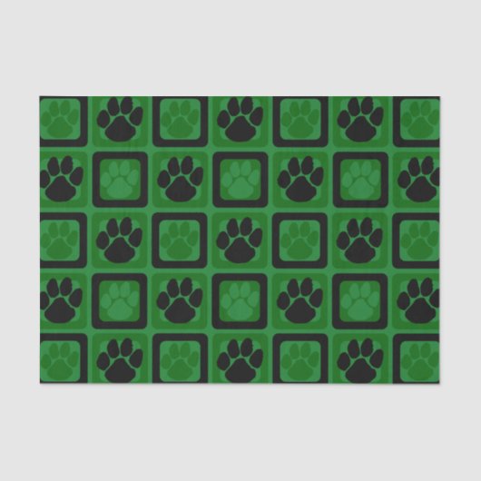 Papier Mousseline Empreinte à répétition verte et noire (Recto)