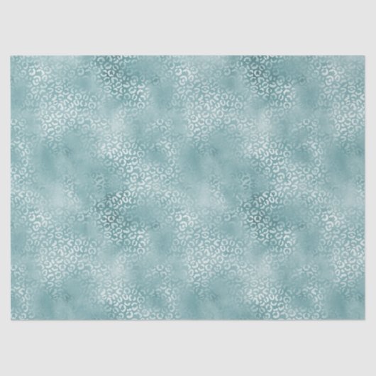 Papier Mousseline Empreinte de léopard Aqua Blue Glam (Recto)