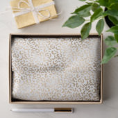 Papier Mousseline Empreinte de léopard blanc bronze or (Cadeau)