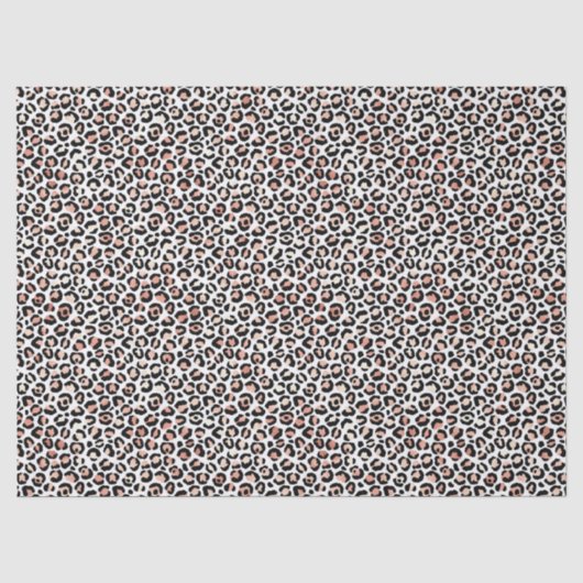 Papier Mousseline Empreinte de léopard blanc noir rose (Recto)