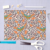 Papier Mousseline Empreinte de léopard branché, oiseaux de paradis (Artisanat)