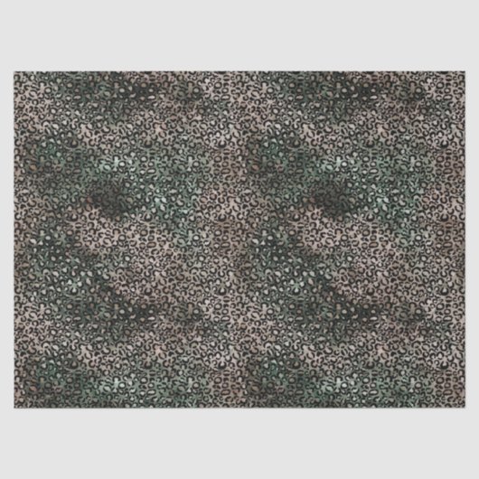 Papier Mousseline Empreinte de léopard Brown vert turquoise (Recto)