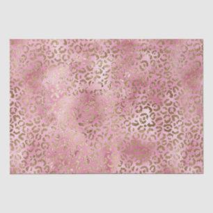 Papier Mousseline Empreinte de léopard d'or Girly Pink