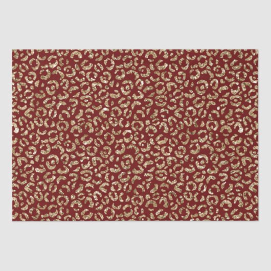 Papier Mousseline Empreinte de léopard d'or Parties scintillant Red  (Recto)