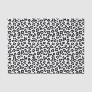 Papier Mousseline Empreinte de léopard en noir et blanc avec gris /